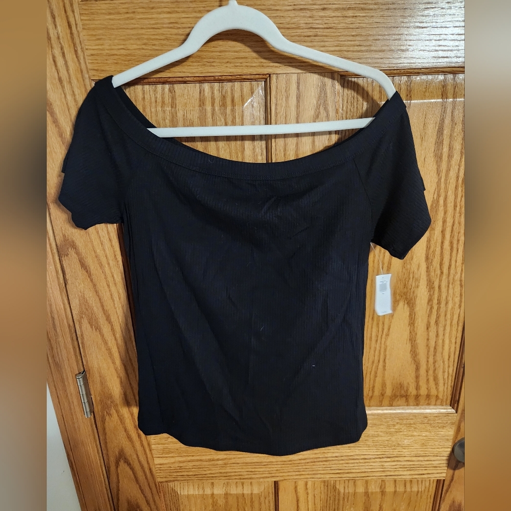 Old Navy Black Off Shoulder Tee